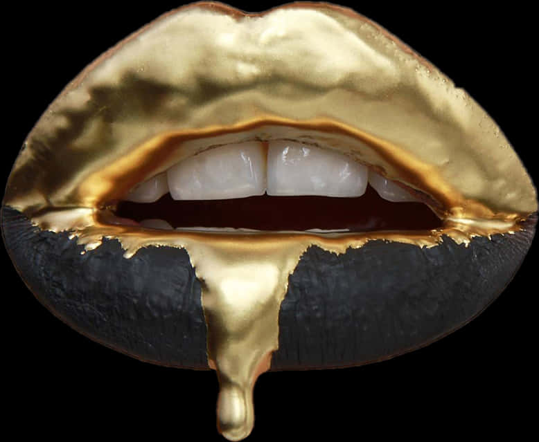 Golden Dripping Lips Artwork