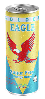 Golden Eagle Sugar Free Energy Drink Can PNG with transparent background