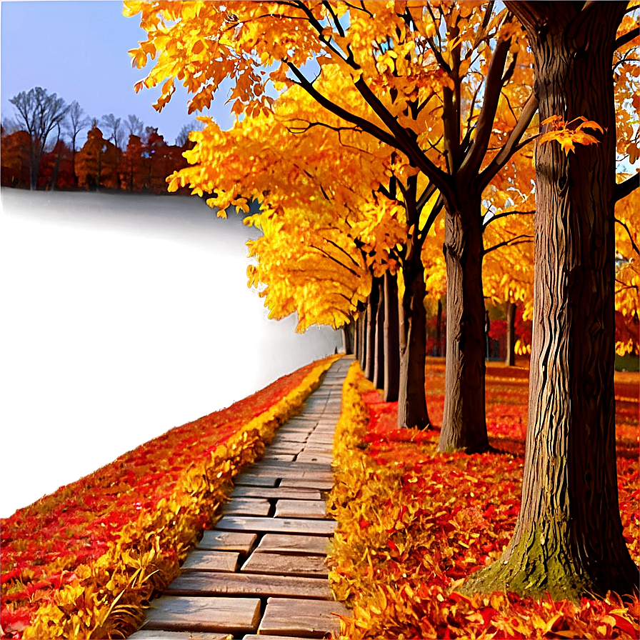 Golden Fall Trees Pathway Png Egc84