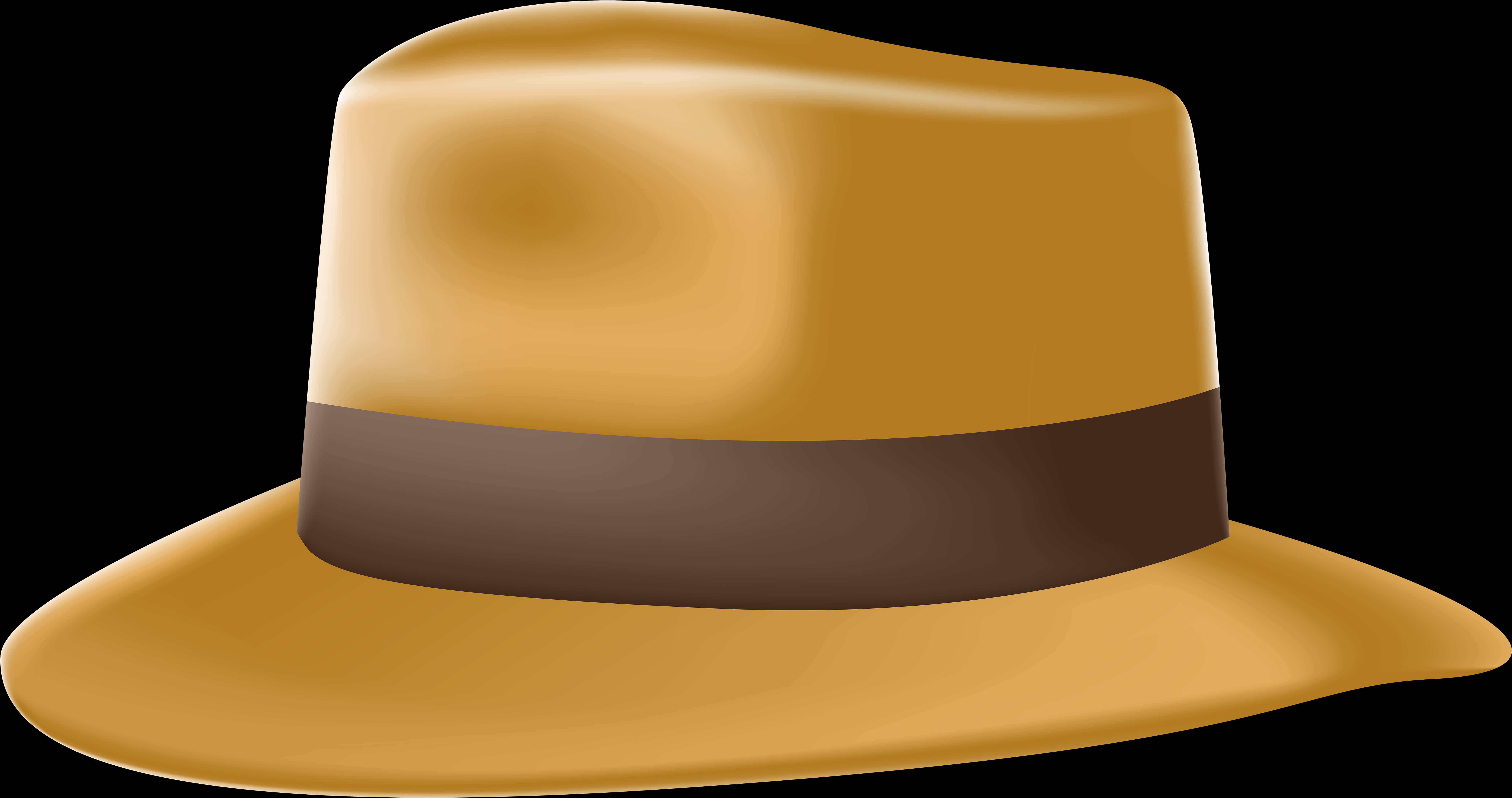 Golden Fedora Hat Illustration PNG with transparent background