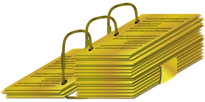 Golden File Folders Stacked PNG with transparent background