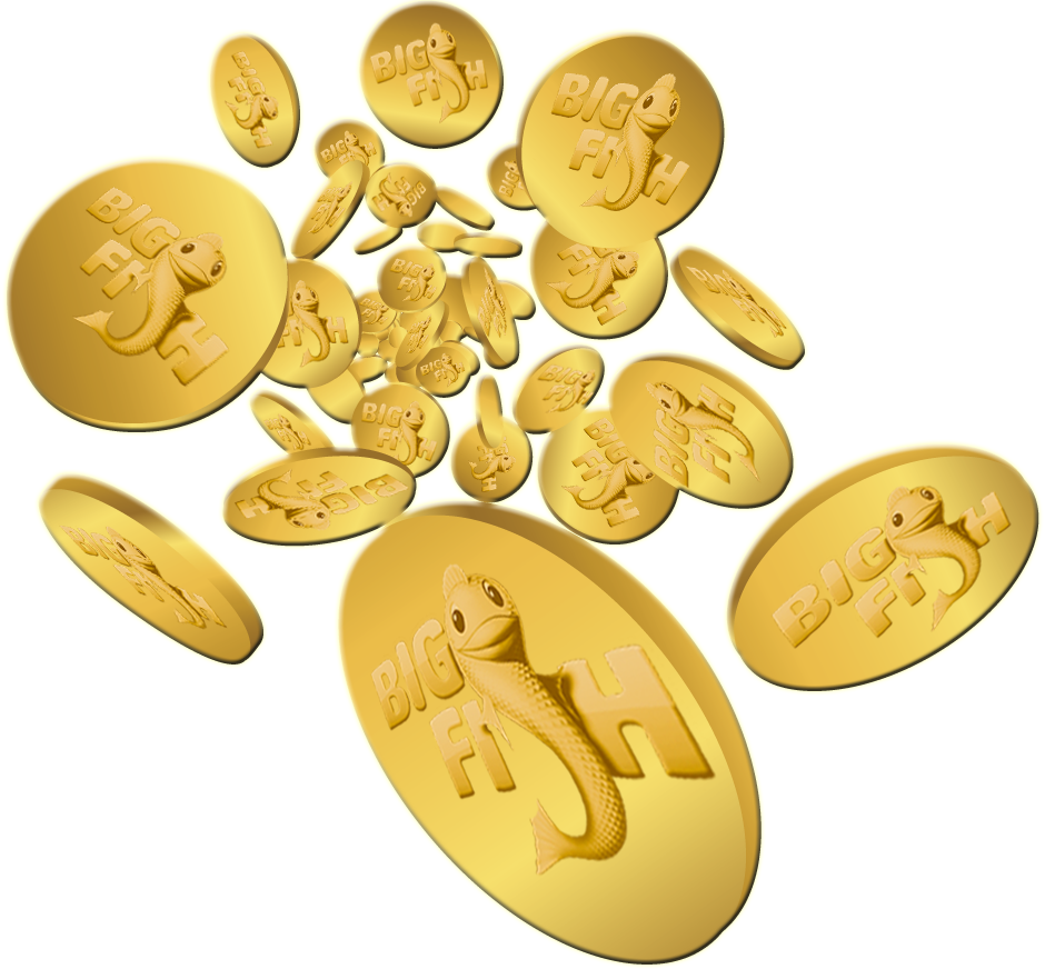 Golden Fish Coins Falling