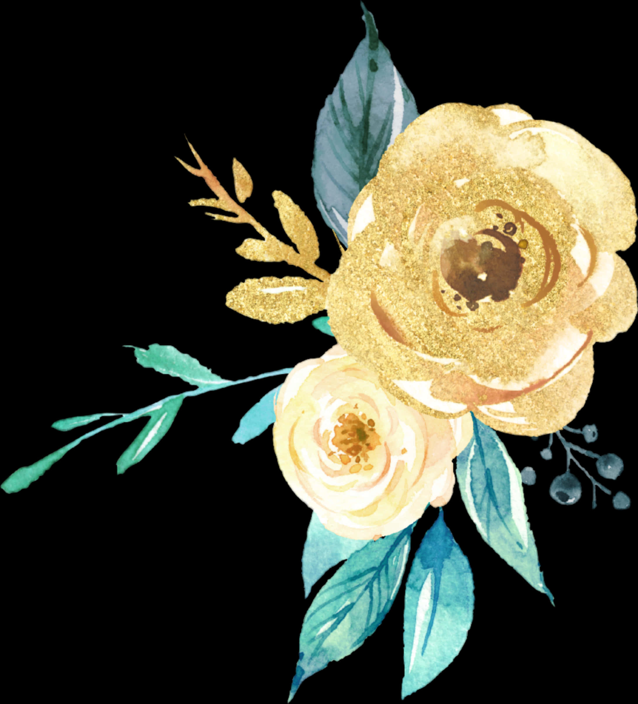 Golden Floral Artwork