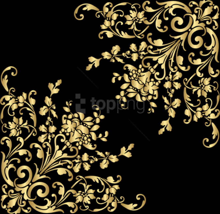 Golden Floral Corner Design