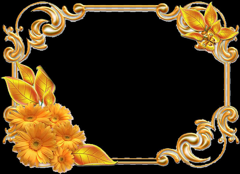 Golden Floral Decorative Frame