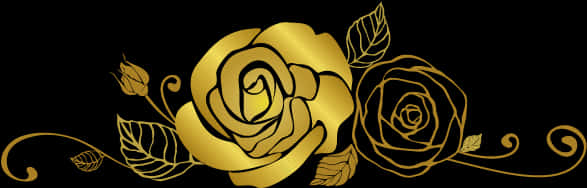 Golden Floral Design Banner PNG with transparent background