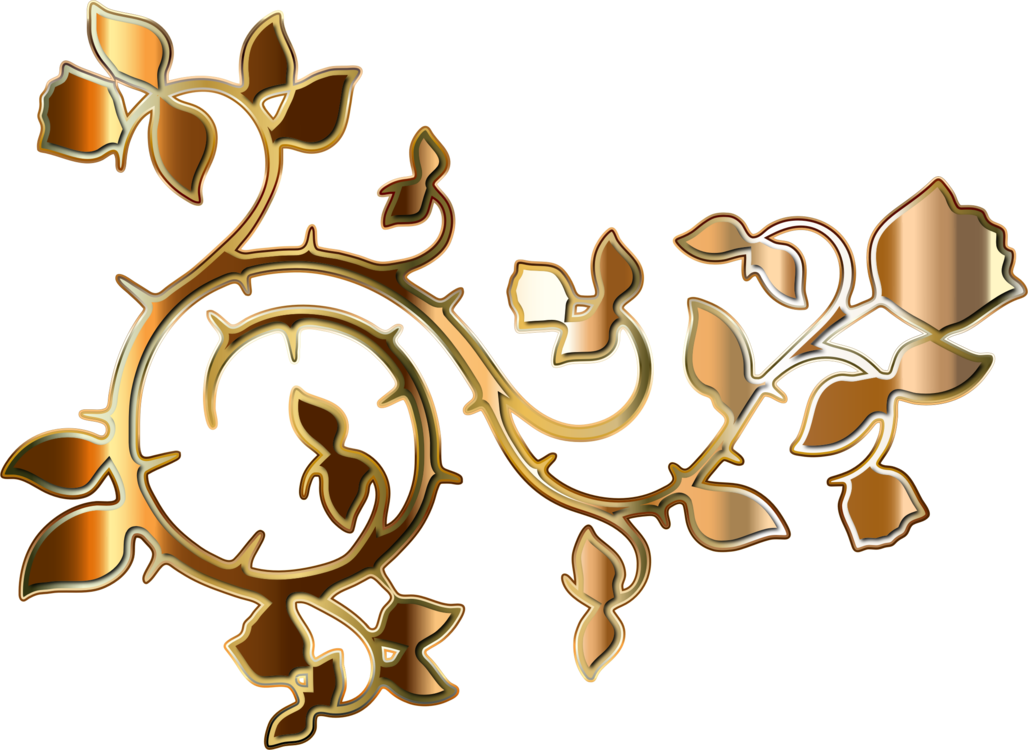 Golden Floral Design Element