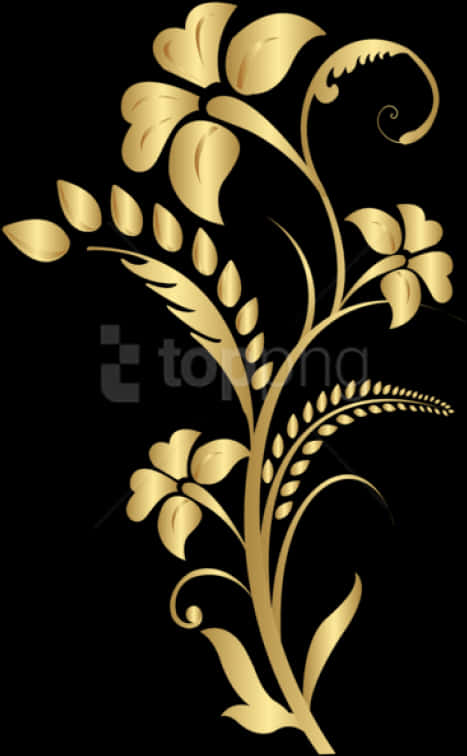 Golden Floral Designon Black