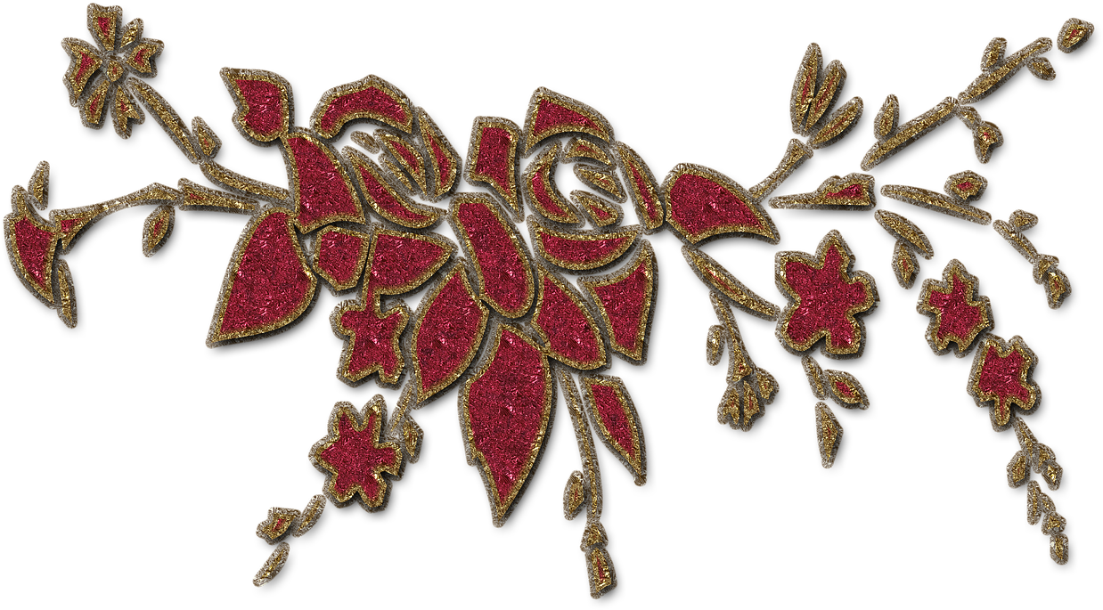 Golden Floral Embellishment PNG with transparent background