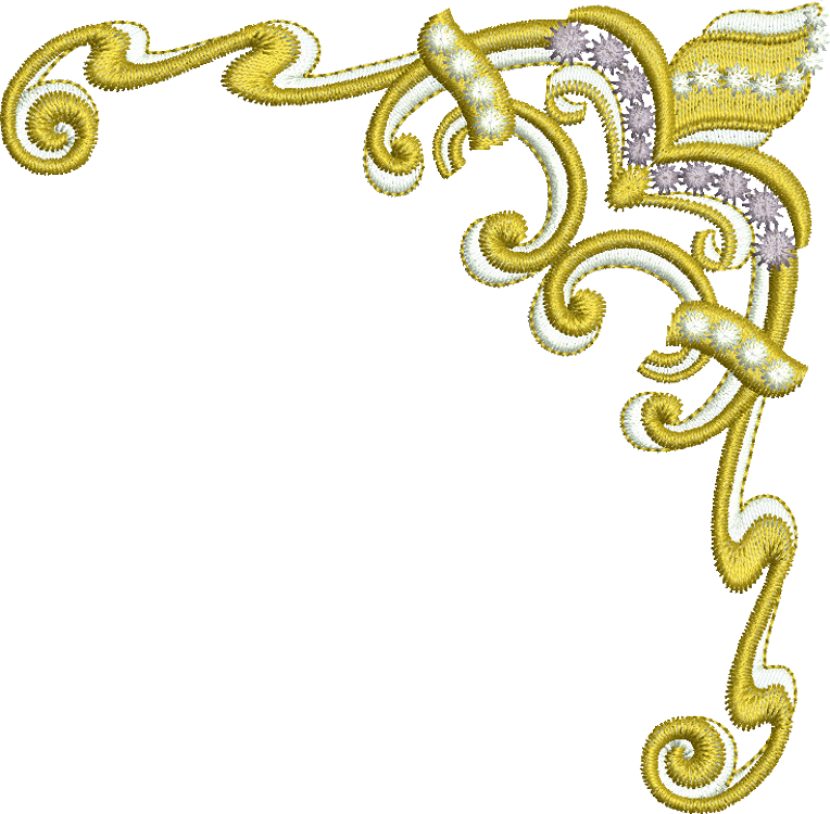 Golden Floral Embroidery Corner Design PNG with transparent background