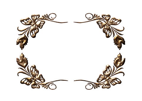 Golden Floral Frame Design PNG with transparent background