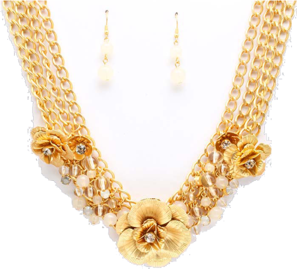 Golden Floral Imitation Jewelry Set