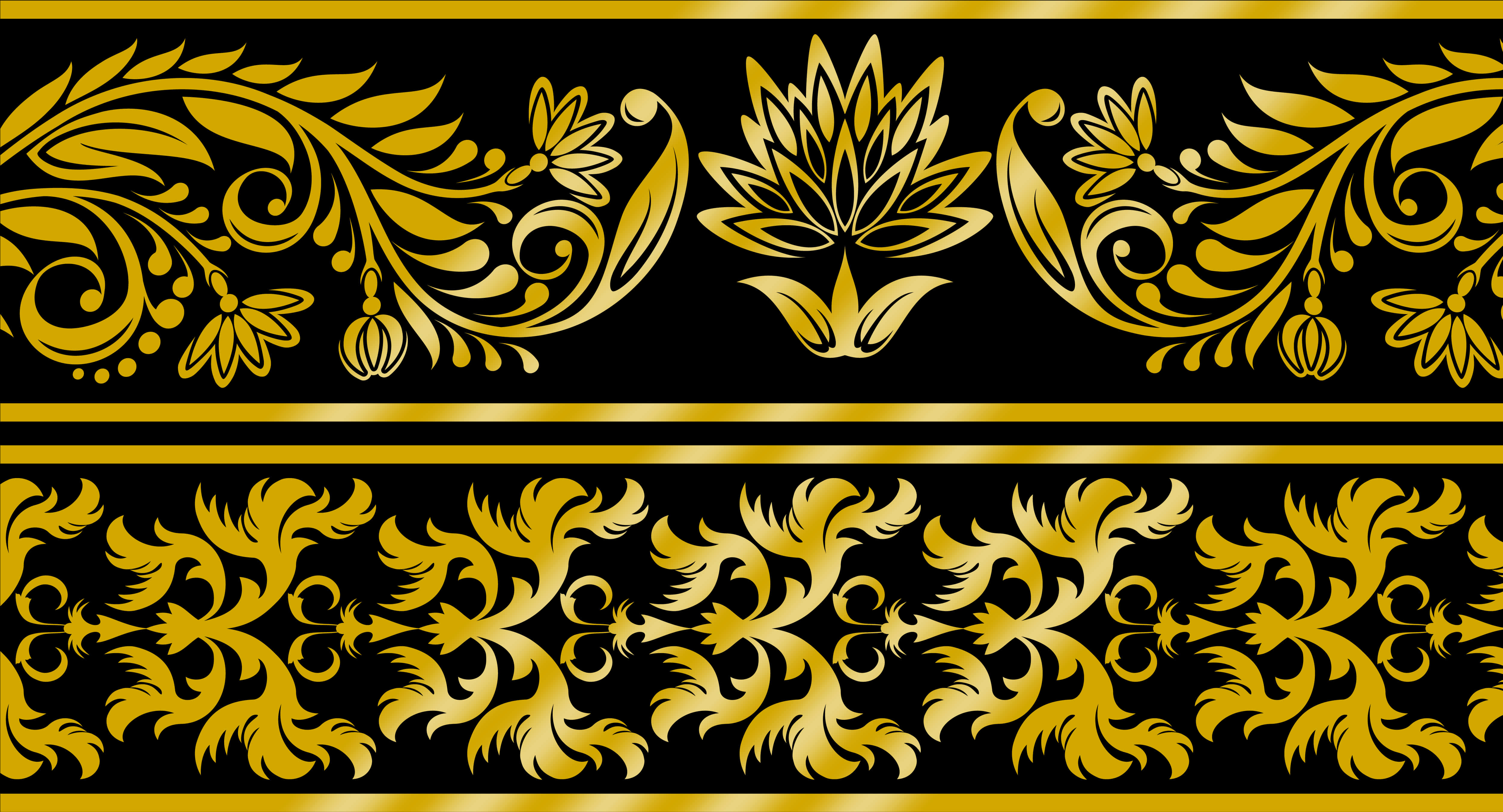 Golden Floral Lace Patterns PNG with transparent background