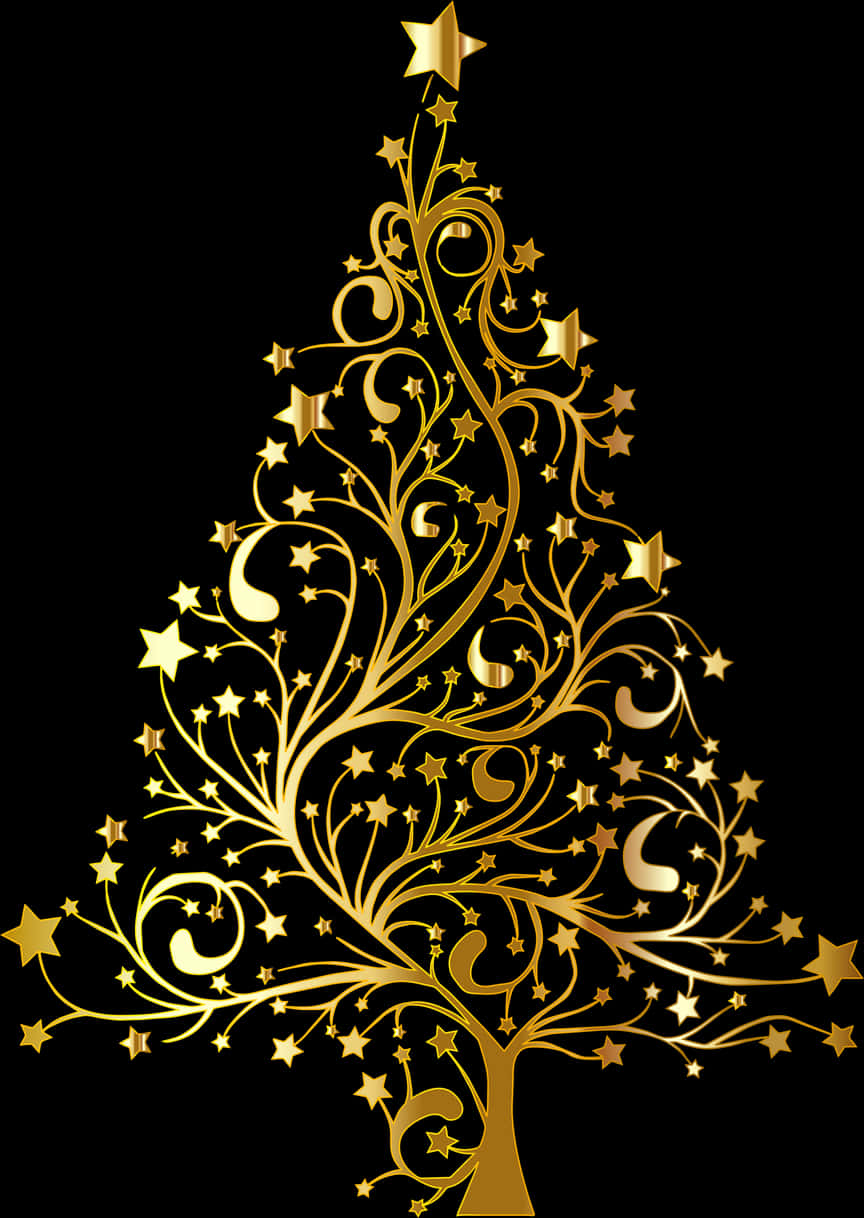 Golden Flourish Christmas Tree