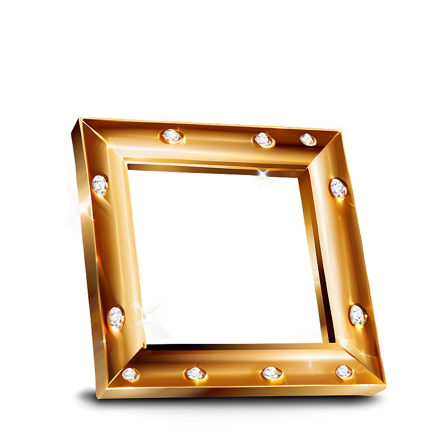 Golden Frame With Diamonds Png Hdg73