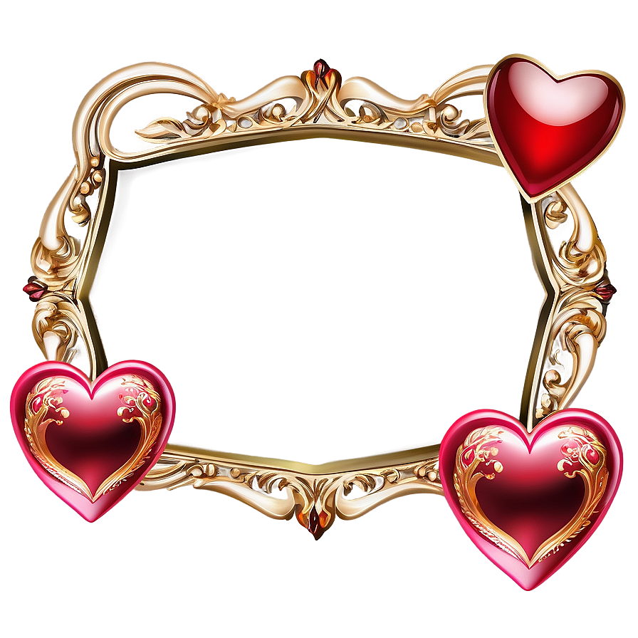 Golden Frame With Hearts Png 62