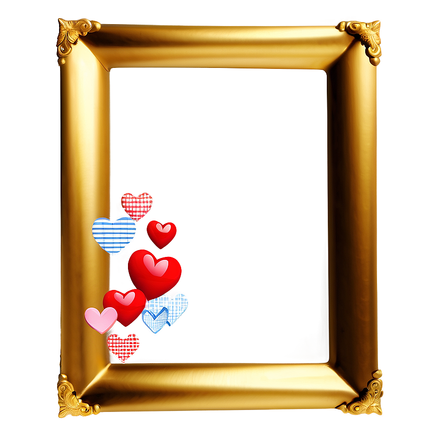 Golden Frame With Hearts Png Anc