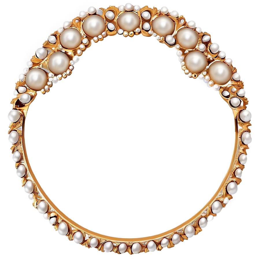 Golden Frame With Pearls Png 83