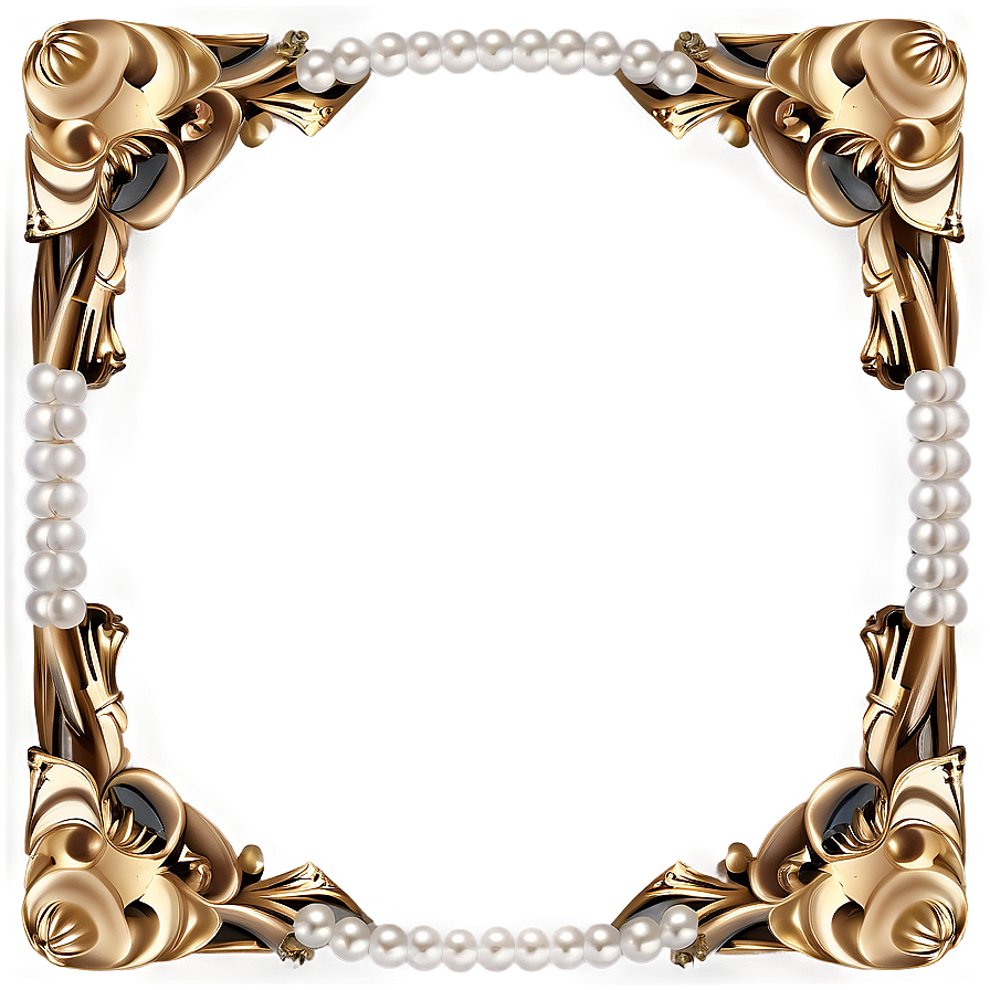 Golden Frame With Pearls Png Dhg