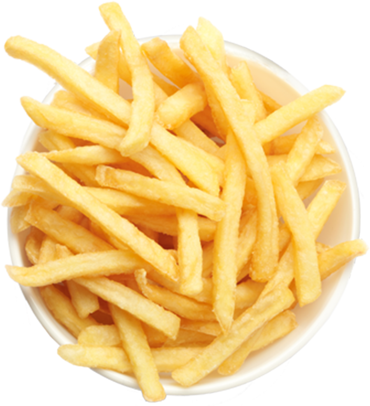 Golden French Fries Bowl PNG with transparent background