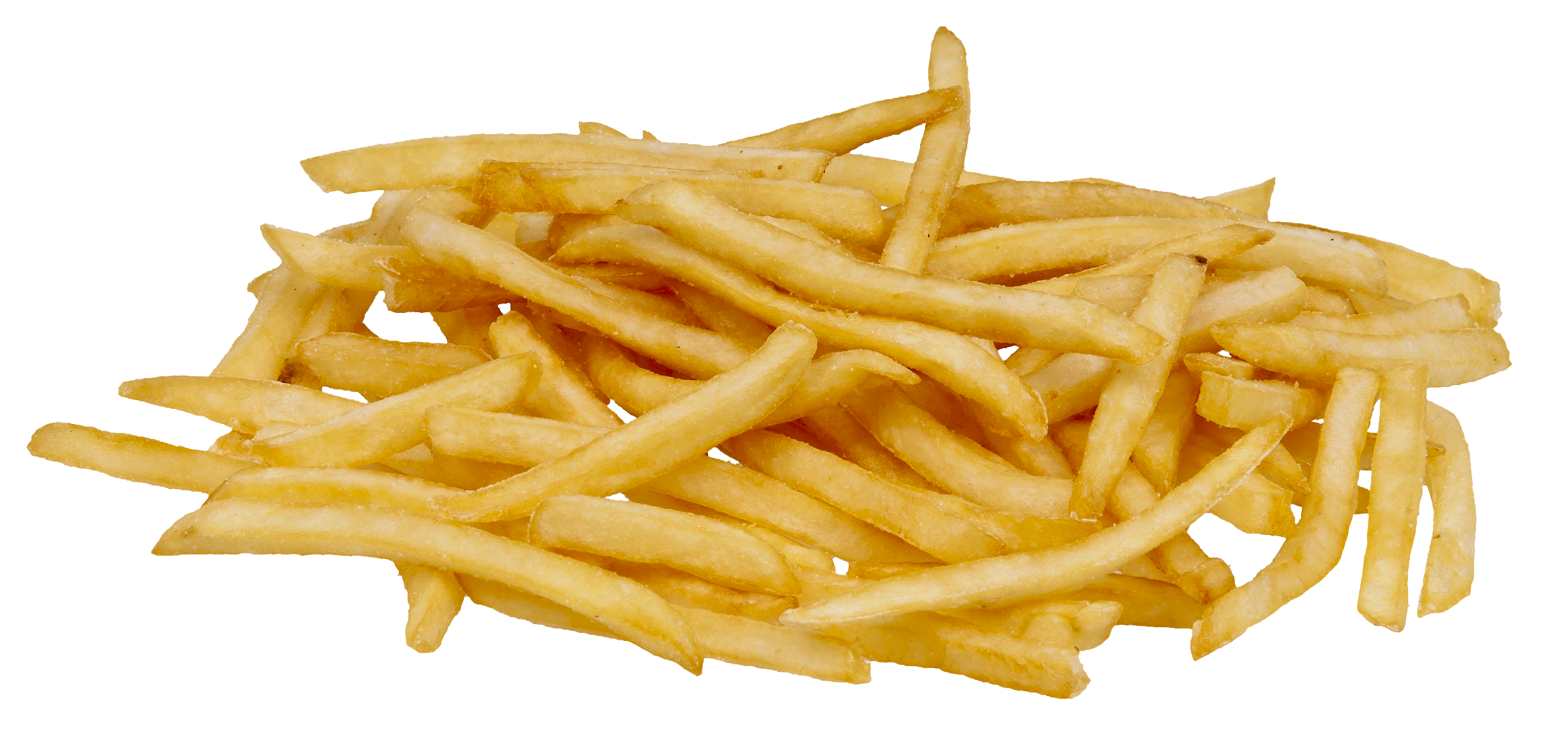 Golden French Fries Isolated 2500x1175 PNG image with a transparent background, free high-resolution download