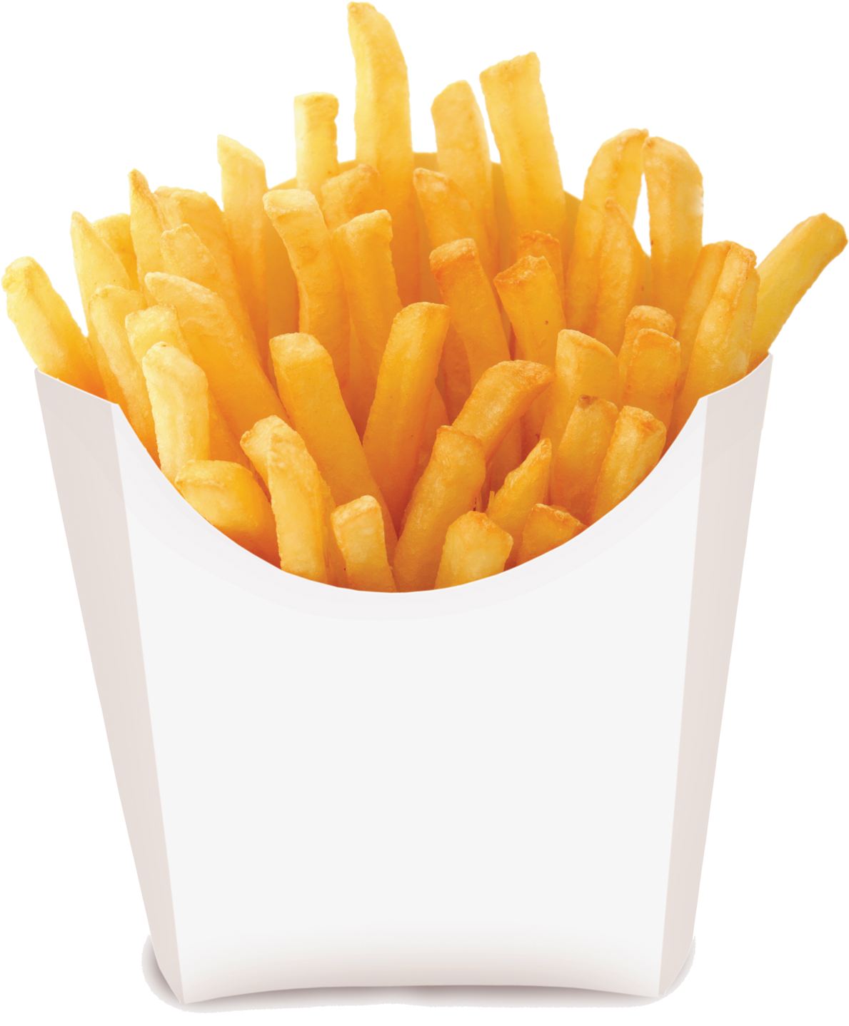 Golden French Friesin White Container PNG with transparent background