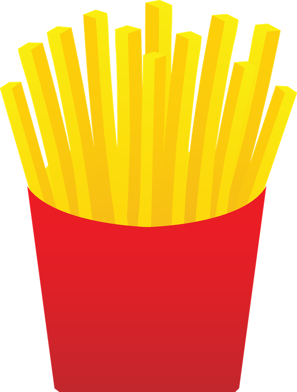 Golden Friesin Red Carton PNG with transparent background
