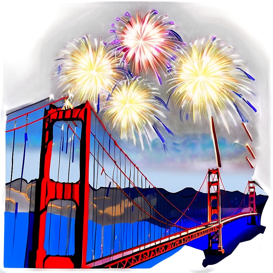 Golden Gate Bridge Fireworks Display Png 06122024