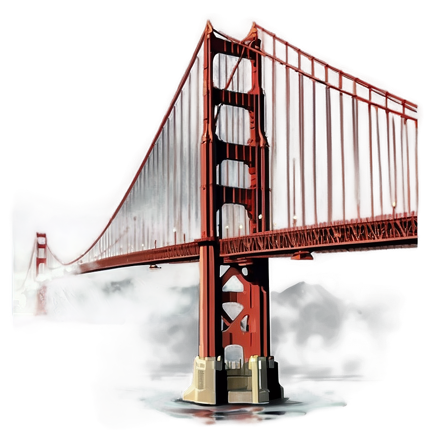 Golden Gate Bridge In Fog Silhouette Png 06122024