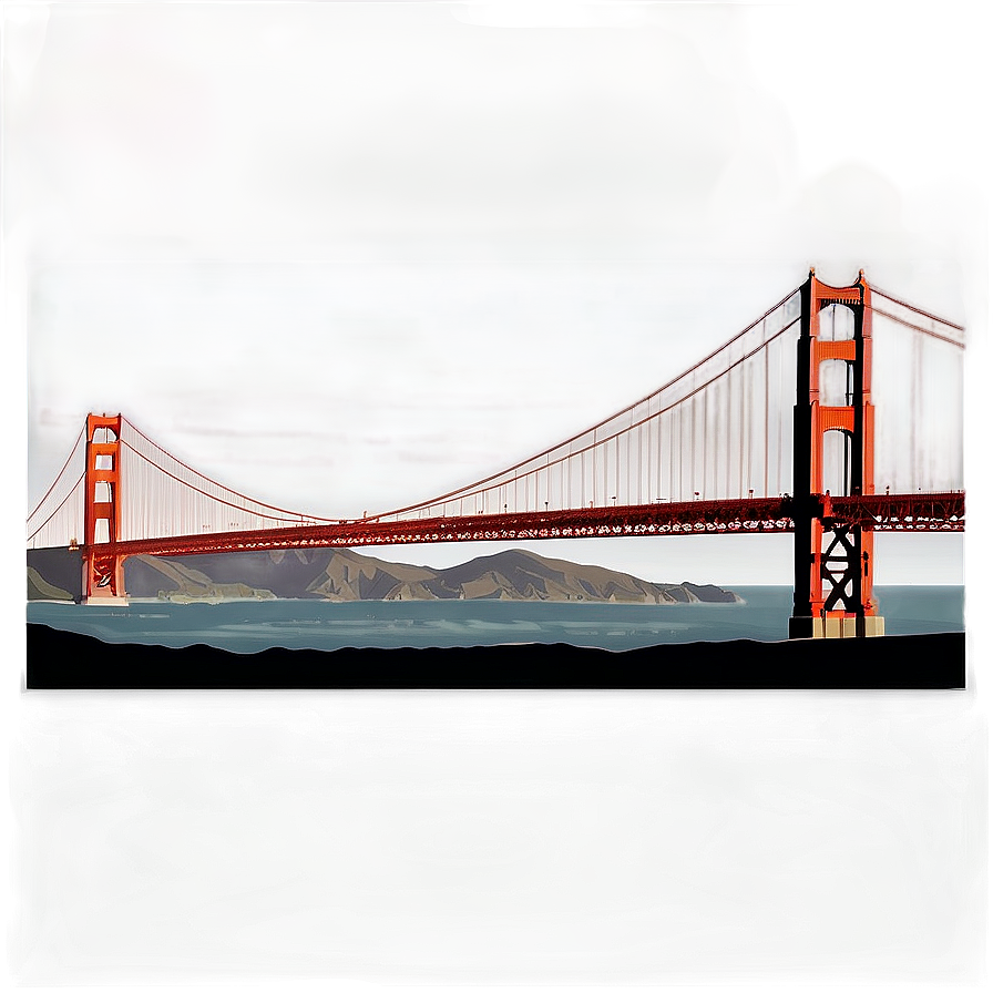 Golden Gate Bridge Vintage Style Png Mni25