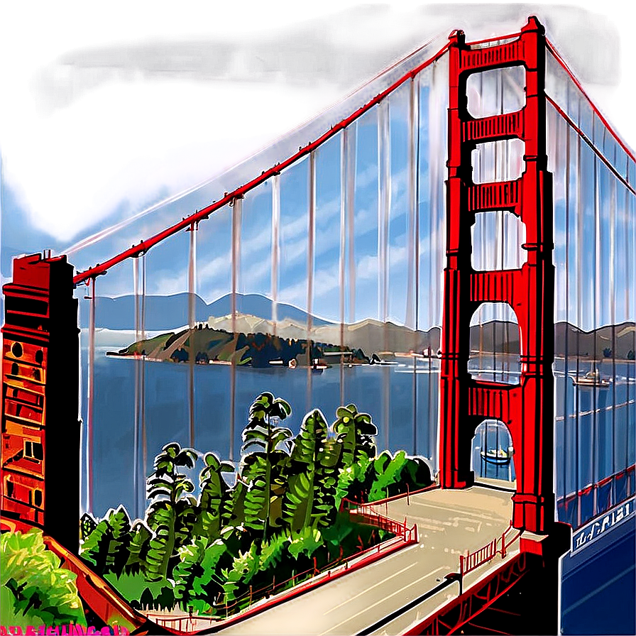 Golden Gate Bridge With Bay View Png Qip60