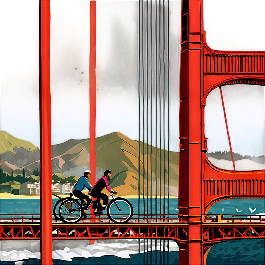 Golden Gate Bridge With Bicyclists Png 06122024