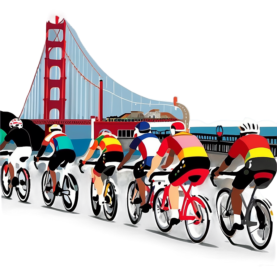 Golden Gate Bridge With Bicyclists Png Rmg16