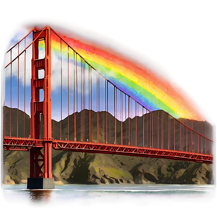 Golden Gate Bridge With Rainbow Png Anl38