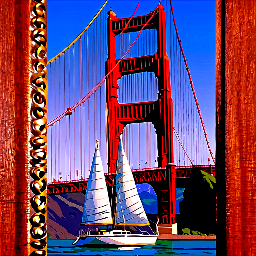 Golden Gate Bridge With Sailboat Passing Png 30