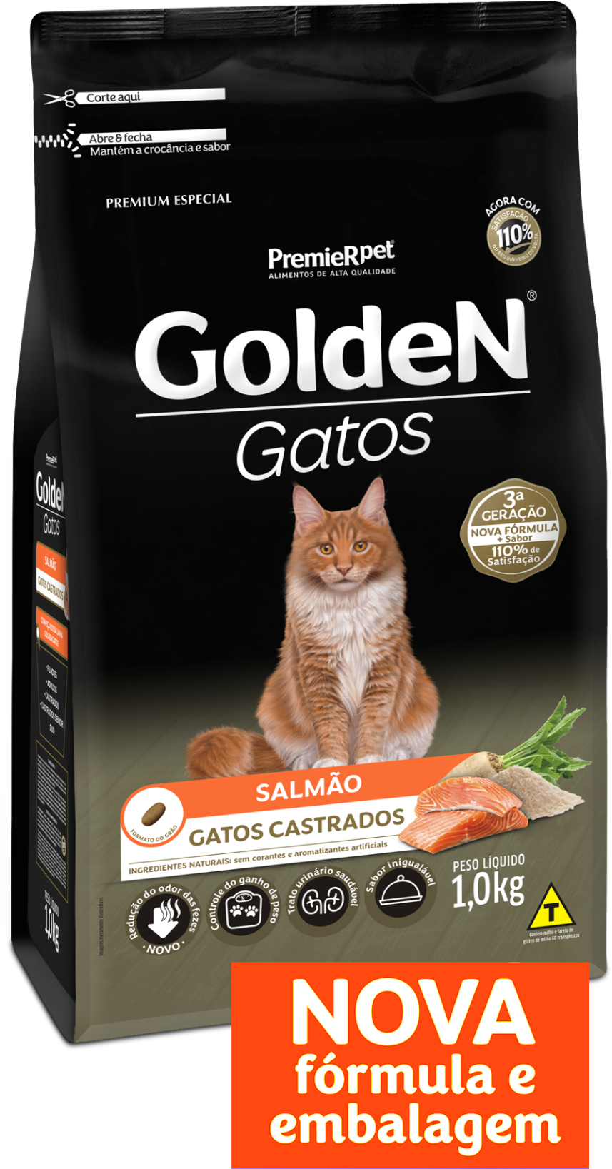 Golden Gatos Cat Food Package Salmon Flavor