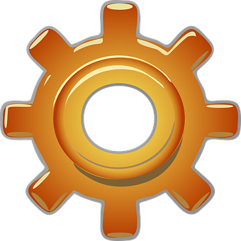 Golden Gear Icon PNG with transparent background