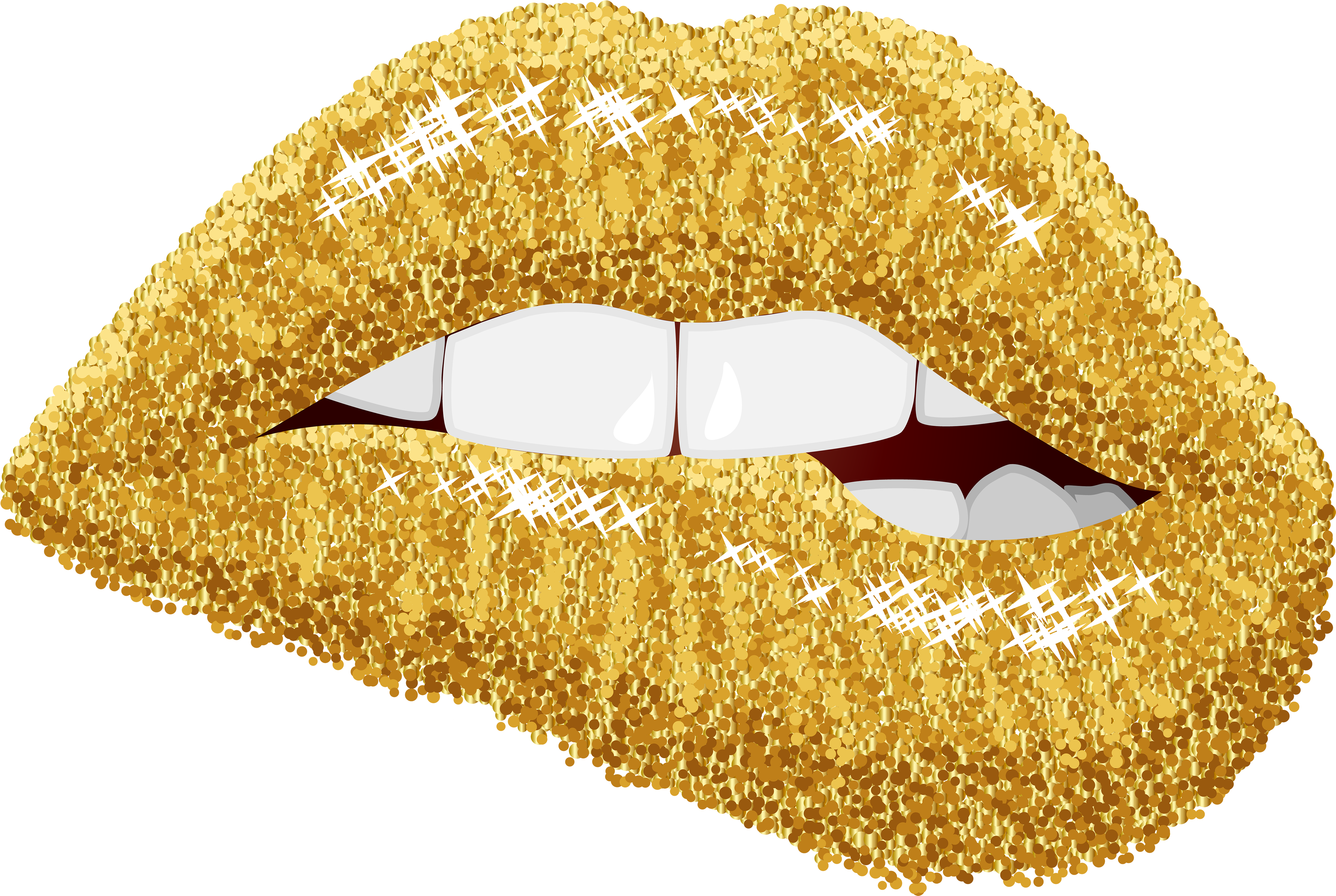 Golden Glitter Lips Illustration PNG with transparent background