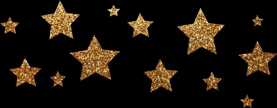 Golden Glitter Stars Black Background