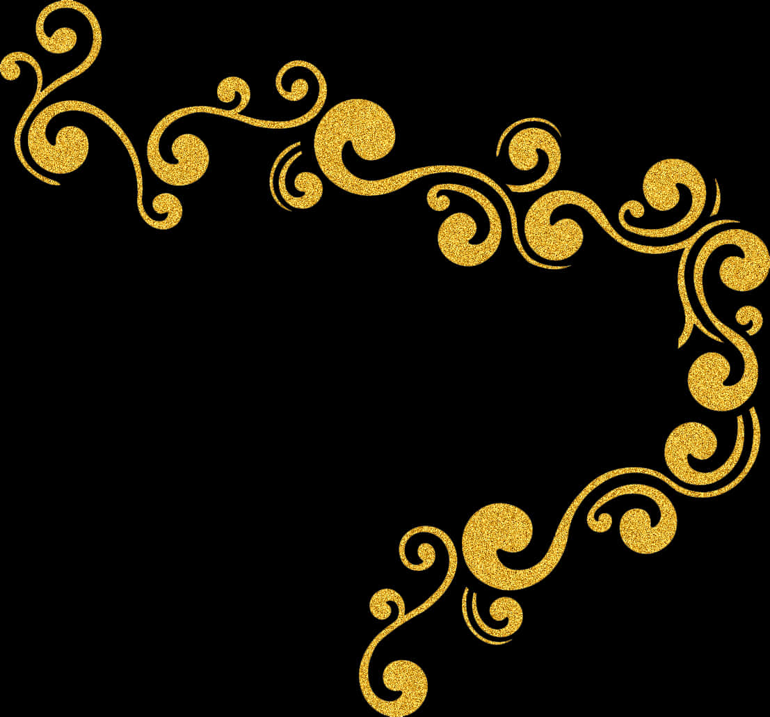 Golden Glitter Swirl Decoration PNG with transparent background