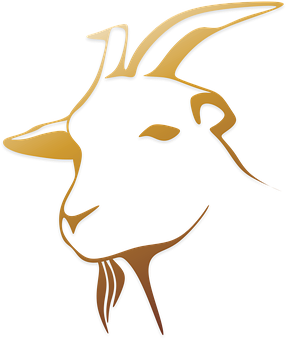 Golden Goat Silhouette PNG with transparent background
