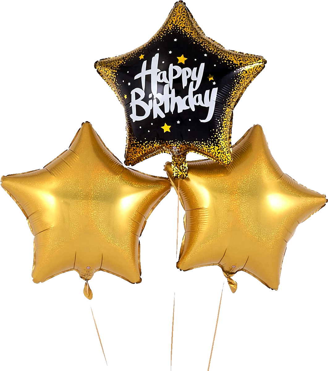 Golden Happy Birthday Star Balloons