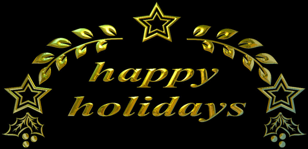 Golden_ Happy_ Holidays_ Greeting PNG with transparent background