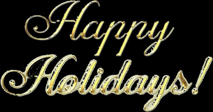 Golden_ Happy_ Holidays_ Text PNG with transparent background