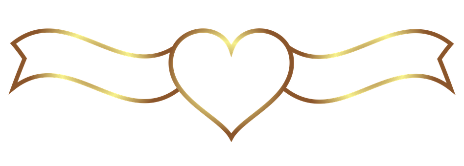 Golden Heart Banner Design PNG with transparent background
