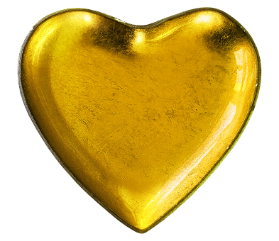 Golden Heart Shaped Object PNG with transparent background