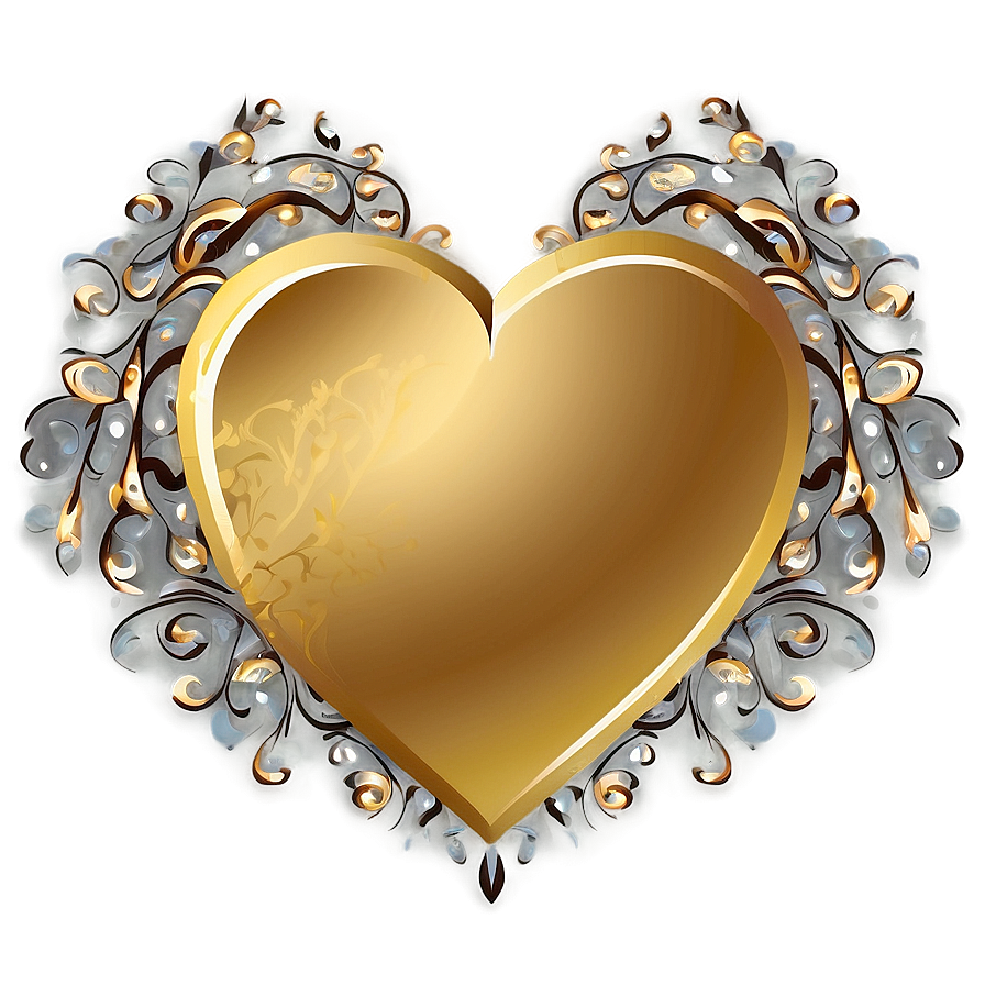 Golden Heart Vector Png Qhe77