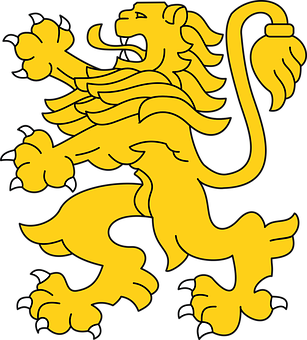 Golden Heraldic Lion Illustration