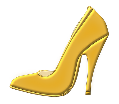 Golden High Heel Shoe PNG with transparent background