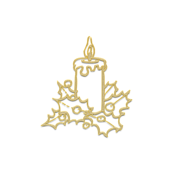 Golden Holiday Candle Illustration PNG with transparent background